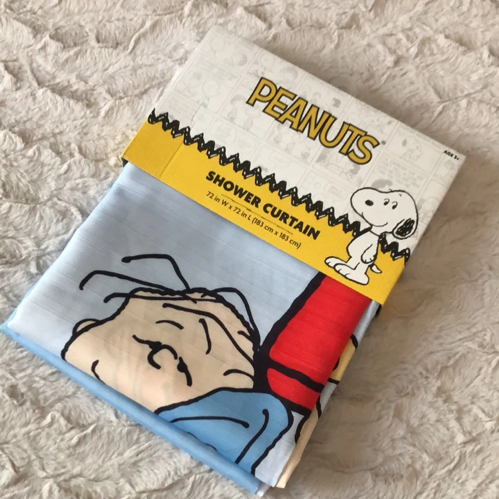 Peanuts Characters Shower Curtain with Snoopy & Charlie Brown